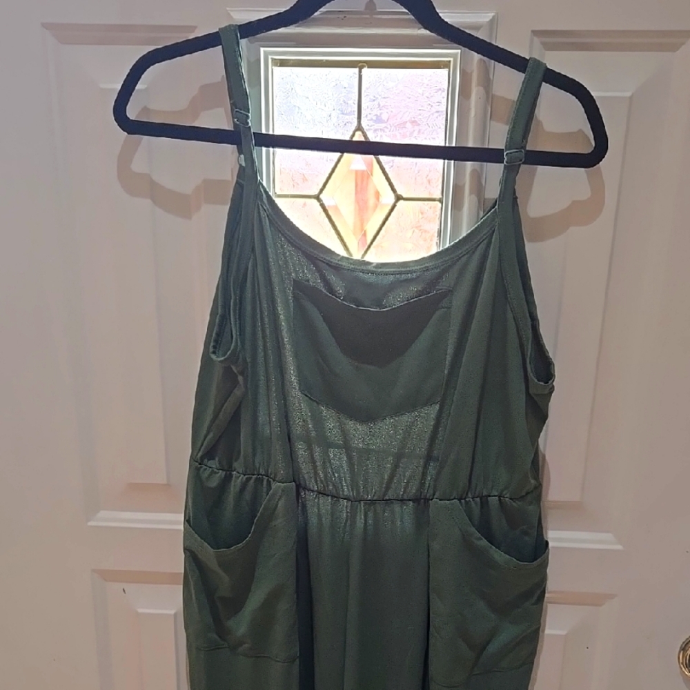 Lularoe Dark Olive Green Sleeveless Jumpsuit with Pockets (Size L)